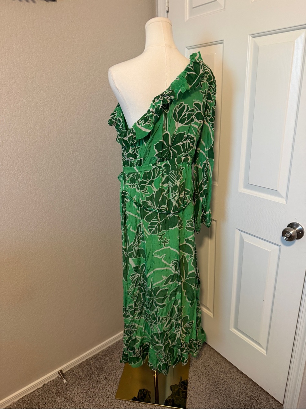 Farm Rio x Anthropologie Printed One-Shoulder Ruffle Dress Size L – Good - Picture 4 of 5